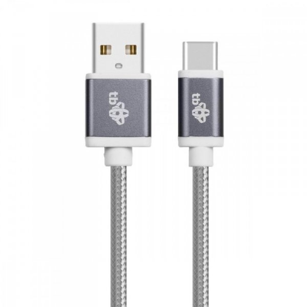 TB Kabel USB-USB C 1.5m szary sznurek premium