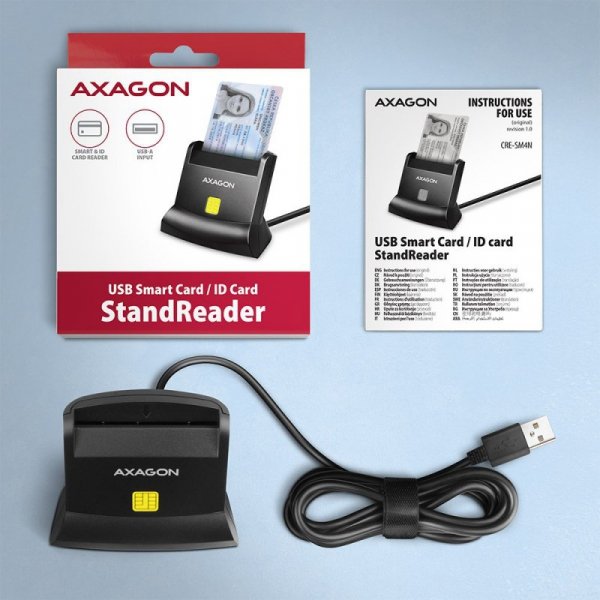 AXAGON CRE-SM4N Czytnik kart identyfikacyjnych USB, 1.3m kabel
