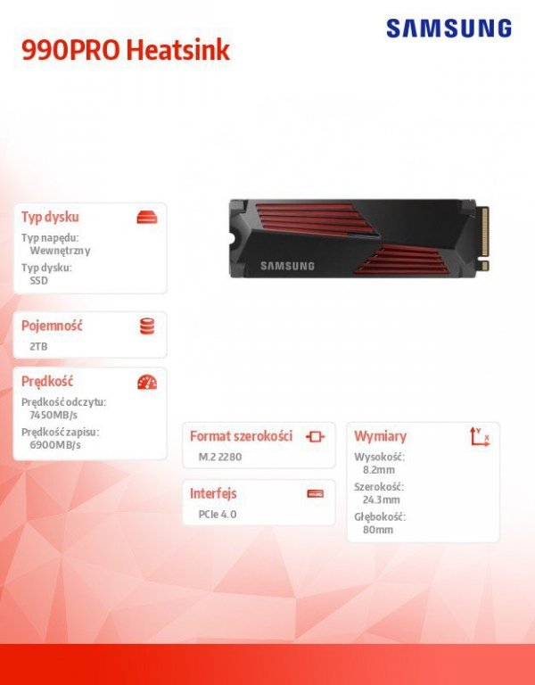 Samsung Dysk SSD 990PRO Heatsink NVMe 2TB