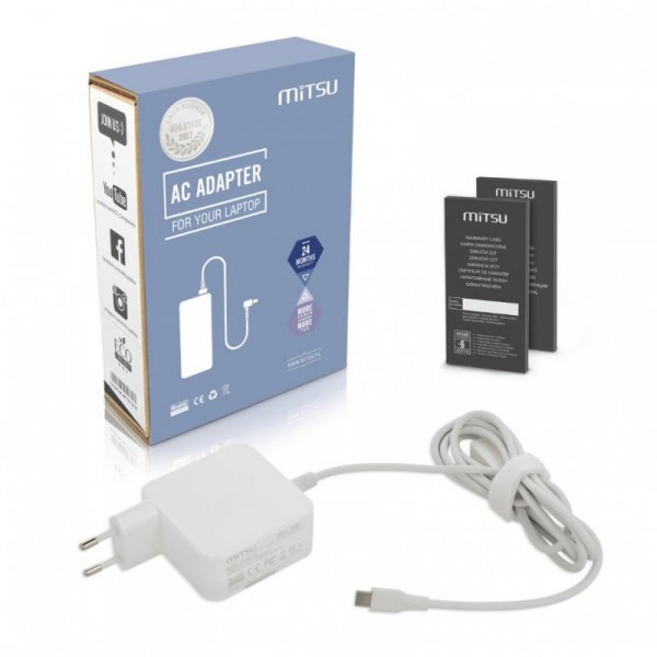 Mitsu Zasilacz ładowarka do laptopa 45W USB-C 5V-9V-12V-15V/3A, 20V/2.25A PD