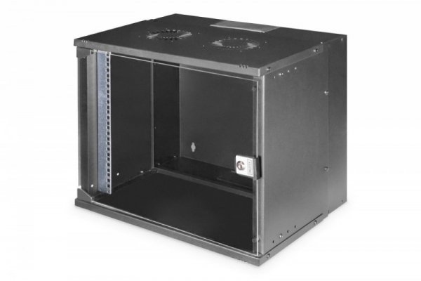 Digitus Szafa sieciowa wisząca 19&quot; 9U, SOHO PRO 460 x 540 x 400 mm, nośność 60kg, drzwi szyba, niezłożona, Czarna