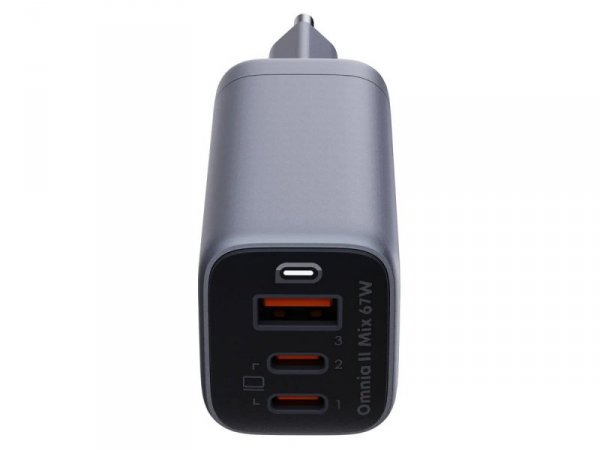 AUKEY PA-B6U OmniaMix II GaN ładowarka sieciowa 3xUSB (2xUSB C + 1xUSB A) 67W QC PD AFC SCP PPS UFCS