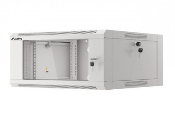 Lanberg Szafa instalacyjna rack wisząca 19 cali 4U 600 szara drzwi szkalne (złożona)