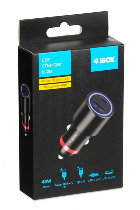 iBOX Ładowarka samochodowa IBOX C-20 48W A+C