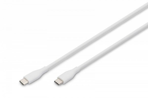 Digitus Kabel połączeniowy silikonowy USB-C - USB-C, USB 2.0 60W, 0,5m Biały