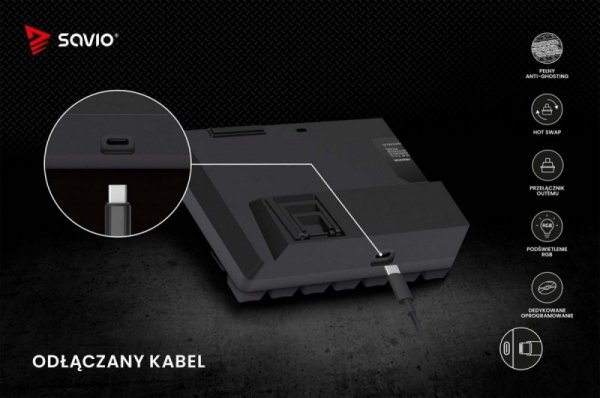 Savio Klawiatura mechaniczna BLACKOUT X2 OUTEMU Blue, Hot Swap