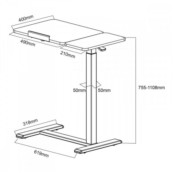 Maclean Mobilne biurko/stand do laptopa MC-120W, 76-109 CM