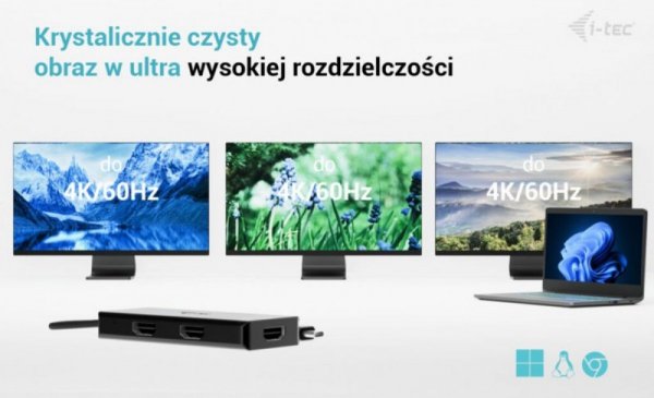i-tec Stacja dokująca USB-C Triple 4K HDMI Video Adapter Power Delivery 100W