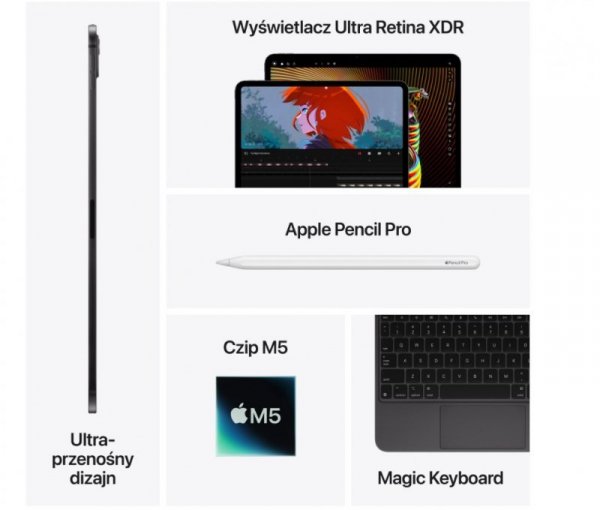 Apple iPad Pro 13-calowy Wi-Fi + Cellular 2 TB ze szkłem o nanoteksturze - Gwiezdna czerń