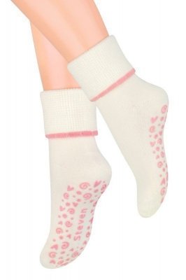 Steven 038 ABS ecru-růžové Ponožky