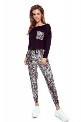 Eldar Sarina černé/leopardí vzor Dámské pyžamo