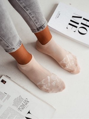 Milena Białe rośliny Dámské ponožky
