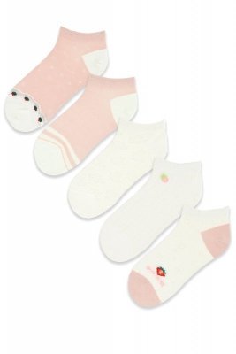 Noviti ST 030 W 01 ecru-růžové Dámské kotníkové ponožky