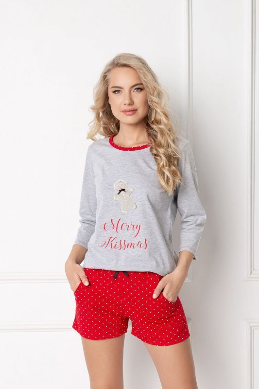 Aruelle Cookie Short Grey-Red Dámské pyžamo