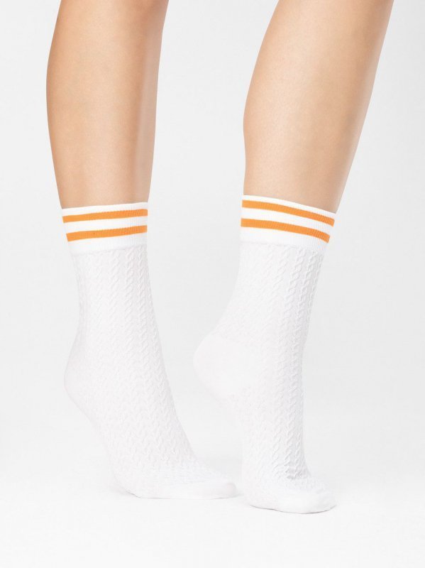 Fiore Player 80 Den White-Orange Dámské ponožky