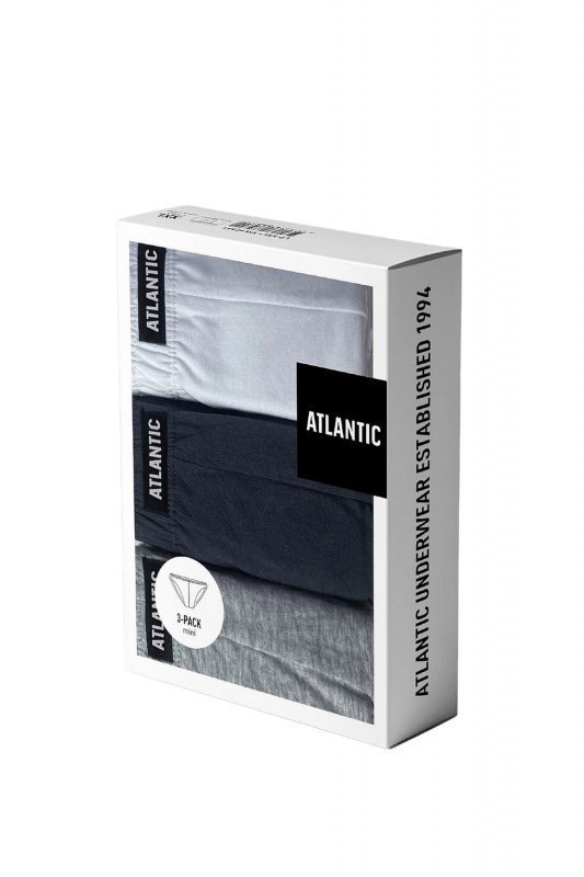 Atlantic 230 3-pak černé/šedý melanž/grafitové mini Pánské slipy