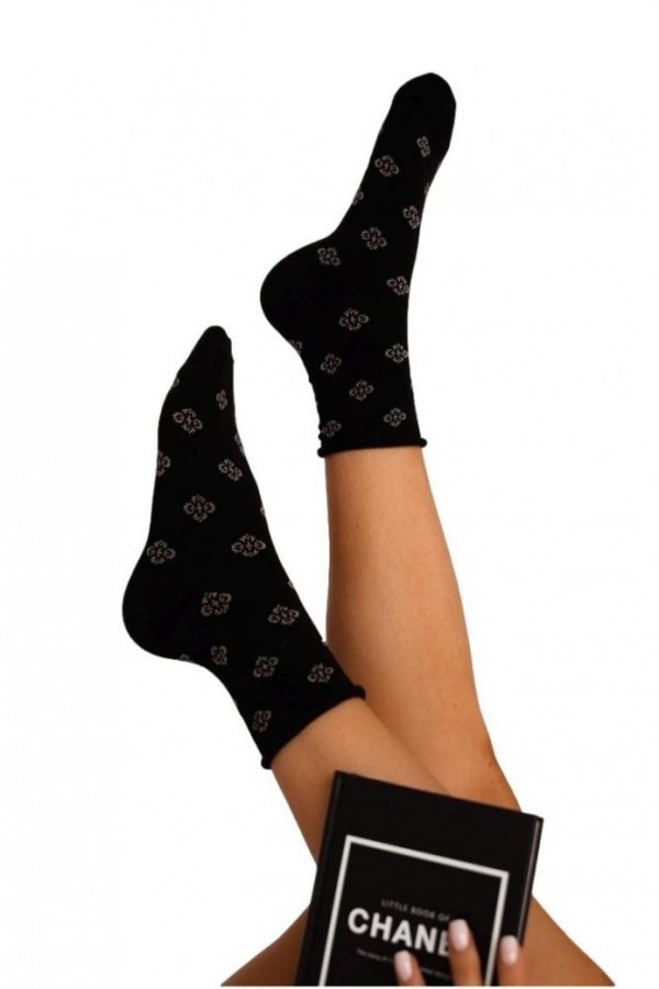 Milena natlakové s vzorem černé Dámské ponožky