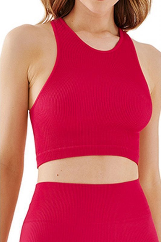 Gabriella Seamless halter rib 1203 raspberry Sportovní top
