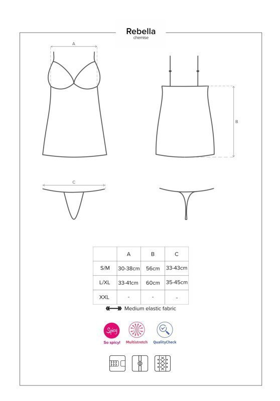 Bielizna-Redella koszulka i stringi czarna  S/M