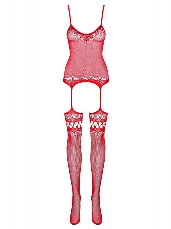 Bielizna-Bodystocking F214 czerwony  S/M/L