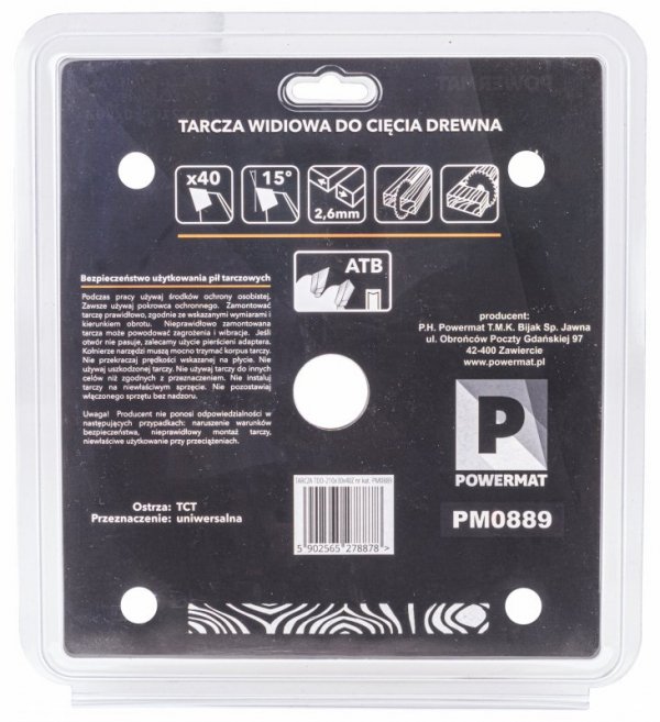 Tarcza widiowa do drewna 210x30 40z TDD-210x30x40Z