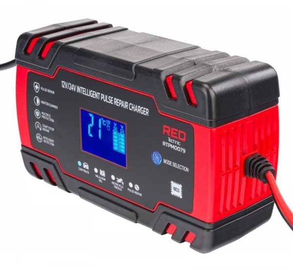 Prostownik AKUMULATOROWY Mikroprocesorowy Samochodowy 12V/24V 8A Ładowarka RTPM0079