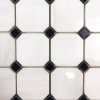 Marmur Glacier White & Black Silk Mozaika Octagon