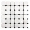 Marmur Glacier White & Black Silk Mozaika Octagon