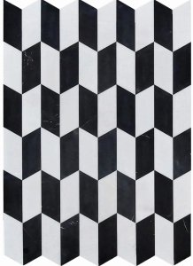 Mozaika z marmuru Bianco Neve i Black Silk - efekt 3D