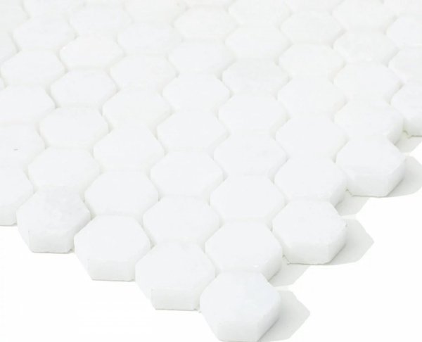 Mozaika heksagon z marmuru Bianco Neve