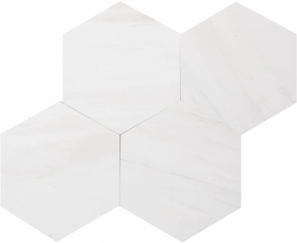 Hexagon z marmuru Glacier White