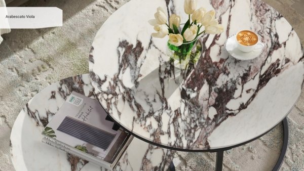 Spiek kwarcowy Arabescato Viola, wykończenie naturale, grubość 2 cm