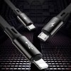 Rozwijany kabel przewód 3w1 USB microUSB Iphone Lightning USB-C 3.5A 35cm 120cm czarny