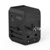Uniwersalna ładowarka podróżna 2x USB-C 2x USB-A PD 45W wtyczki USA EU UK AU czarna