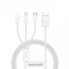 3w1 Kabel przewód Superior Series USB-A - USB-C / Lightning / micro USB 3.5A 1m - biały