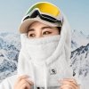 Ciepła kominiarka z futerka zimowa narciarska Arctic Velvet rozmiar L - biała