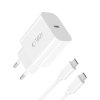 Ładowarka sieciowa USB-C z kablem USB-C PD 20W - biała