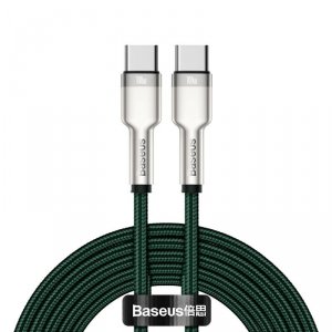 Przewód kabel USB-C - USB-C Cafule Metal Data Power Delivery 100W 2m - zielony