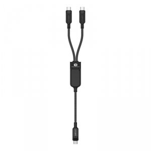 2w1 Kabel przewód podwójny USB-C - 2x USB-C 100W 480Mb/s - czarny