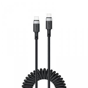 Kabel przewód spiralny USB-C - USB-C 480Mb/s 3A 1.2m - czarny
