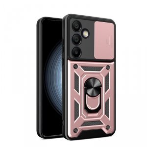 Pancerne etui na Samsung Galaxy A26 z podstawką i osłoną aparatu Hybrid Armor Camshield - różowe