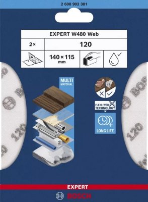 ARKUSZ ŚCIERNY PIANKA EXPERT 115*140MM W480 G120 2PC