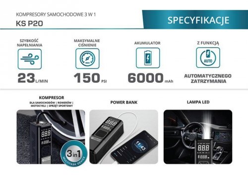 KOMPRESOR AKUMULATOROWY 3 W 1 KS P20