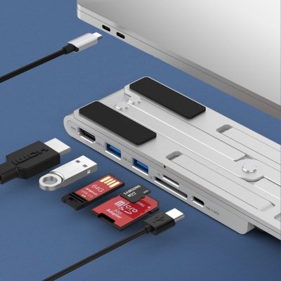 Podstawka stacja do laptopa PD USB-C HDMI 2xUSB-A 1xUSB-C 1xSD 1xTF czarny