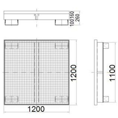 Wanna wychwytowa metalowa na 4 beczki 200L 120x120cm