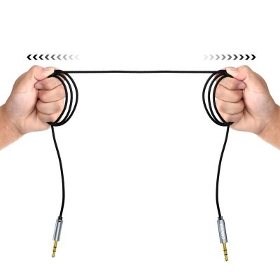 Kabel przewód audio AUX do głośnika 2x mini jack 3.5mm męski 1.2m - czarny