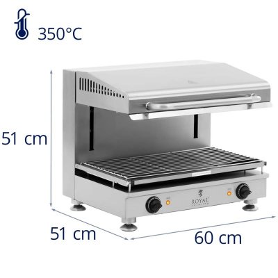 Opiekacz salamanader do zapiekanek pity z regulacją wysokości 60 cm 400 V 5000 W