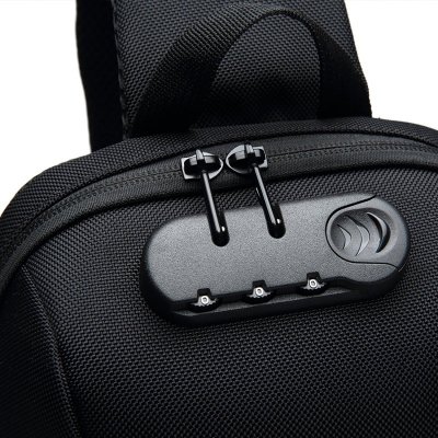 Plecak miejski Premium na jedno ramię antykradzieżowy z organizerem i USB - czarny
