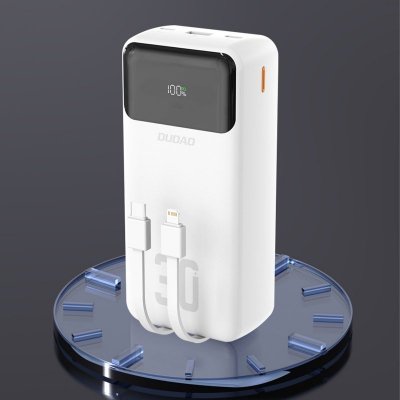 Powerbank 30000mAh z wbudowanymi kablami PD 22.5W - biały