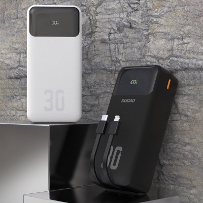 Powerbank 30000mAh z wbudowanymi kablami PD 22.5W - czarny